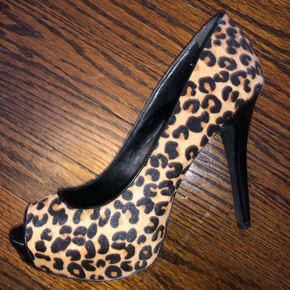 Shoes - ALDO Leopard Platform Peep-toe Pump
